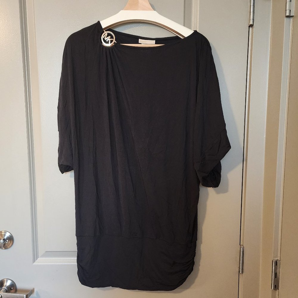 Michael Kors Black Top with Gold Design and controllable side-Size S
